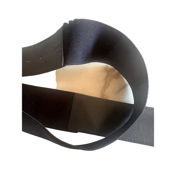 Vince Camuto Black Elastic Stretch Leather Trim Waist Belt Size Large - Picture 6 of 6